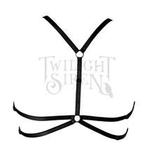 TALIA body harness bralet luxury black elastic lingerie by Twilight Siren