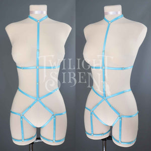 TURQUOISE BODY HARNESS OUVERT PLAYSUIT DEVELOPMENT SAMPLE - SIZE SMALL // UK 4-10 // US 0-6