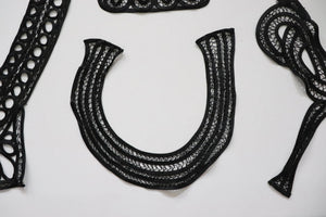 LOT #81 bundle job lot of black satin ribbon neckline trims cornelli pattern