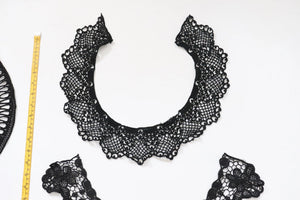 bundle x 5 job lot Black mix of lace neckline collar trim, applique insert - craft sewing clearout