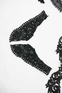 bundle job lot  Black mix of lace neckline collar craft sewing clearout,