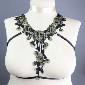 GOLD LACE BODY HARNESS BRALET