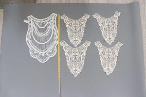 bundle x 5 job lot Cream / ivory lace neckline collar trim, applique insert - craft sewing clearout