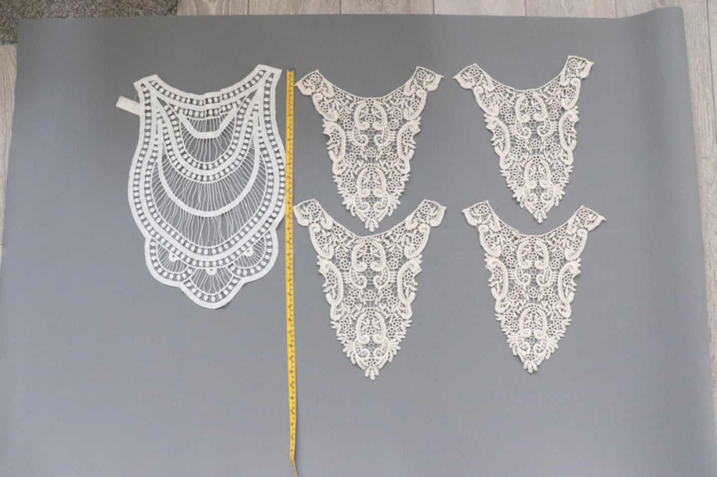 bundle x 5 job lot Cream / ivory lace neckline collar trim, applique insert - craft sewing clearout