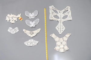 LOT #51 bundle x 8 job lot Cream / white/ ivory lace neckline collar back trim, applique