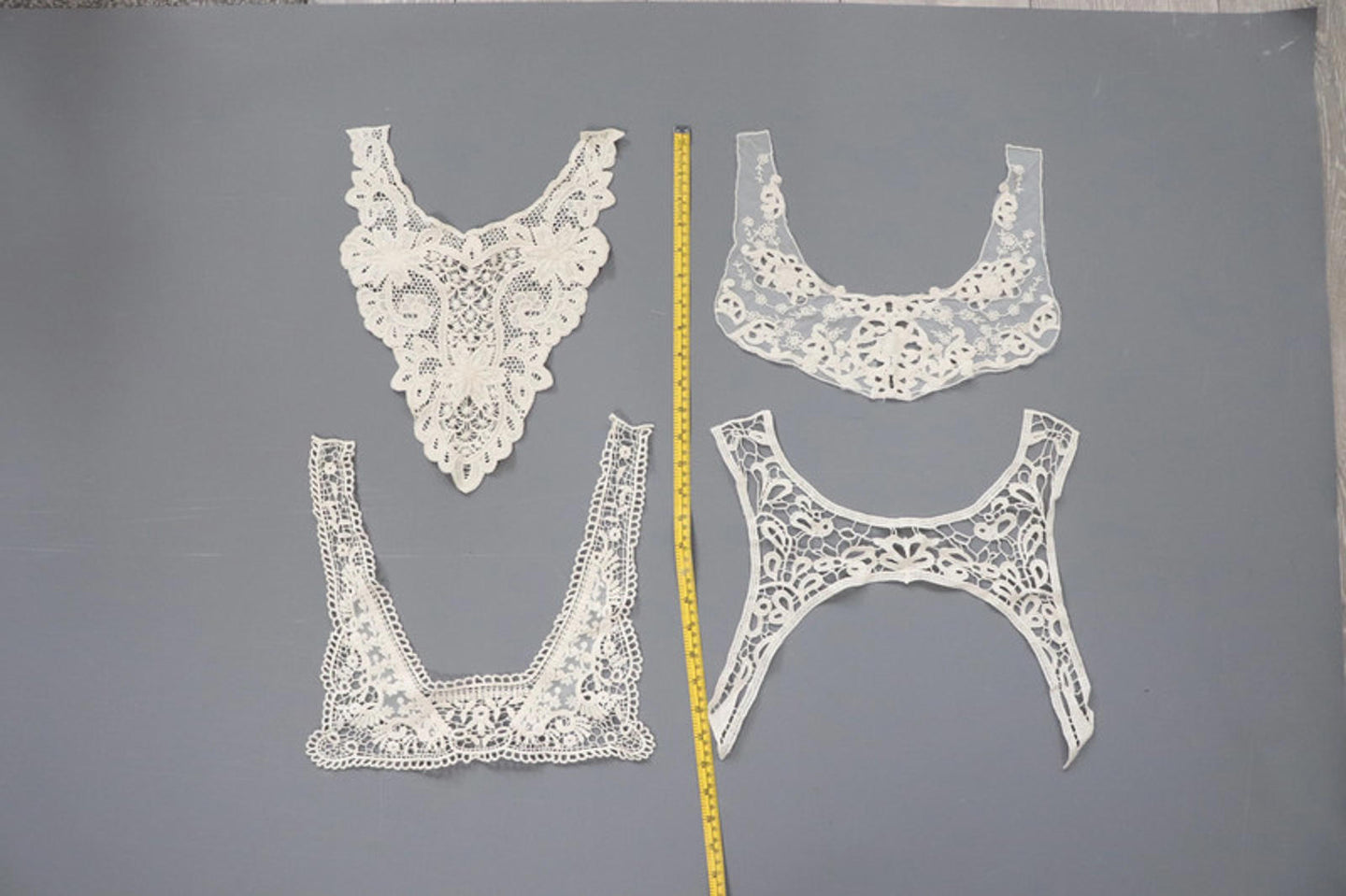 bundle x 4 job lot- Cream / natural lace neckline collar back trim insert - craft sewing clearout,