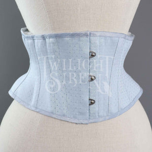 20.5 INCH WAIST ELIZA POWDER BLUE SPOT COUTIL CORSET BELT