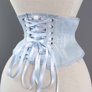 20.5 INCH WAIST ELIZA POWDER BLUE SPOT COUTIL CORSET BELT