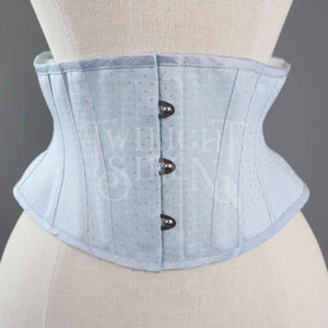 20.5 INCH WAIST ELIZA POWDER BLUE SPOT COUTIL CORSET BELT