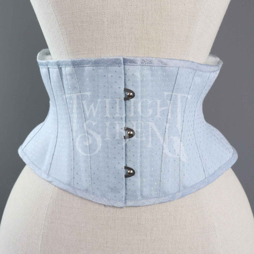 20.5 INCH WAIST ELIZA POWDER BLUE SPOT COUTIL CORSET BELT