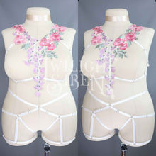 IVORY OFF WHITE FLORAL LACE BODY HARNESS SET