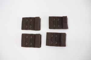 Dark brown bra hook and eye tab 3cm and 4cm - pack of 4