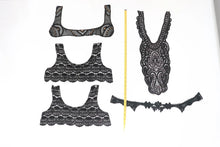 bundle x 5 job lot Black mix of lace neckline collar trim, applique insert - craft sewing clearout,