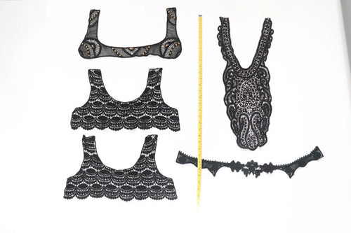 LOT #67 bundle x 5 job lot Black mix of lace neckline collar craft clearout