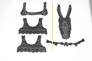 LOT #67 bundle x 5 job lot Black mix of lace neckline collar craft clearout