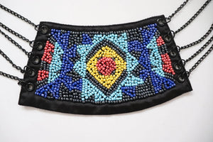 LOT #86 beaded satin trim with chain detail
