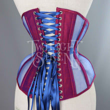 21 INCH CERISE PINK AND BLUE MESH UNDERBUST CORSET