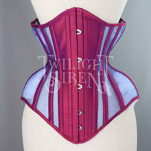 21 INCH CERISE PINK AND BLUE MESH UNDERBUST CORSET
