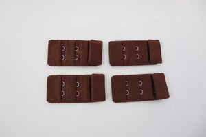 chocolate brown bra hook and eye tab 3cm - pack of 4