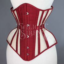 21 INCH RED AND BEIGE MESH UNDERBUST CORSET - PHOTOSHOOT SAMPLE