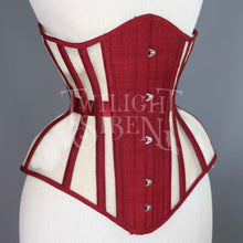 21 INCH RED AND BEIGE MESH UNDERBUST CORSET - PHOTOSHOOT SAMPLE