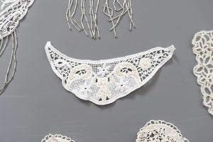 bundle x 8 job lot Cream/ white lace neckline collar trim, applique insert - craft sewing clearout,