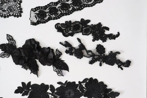 LOT #79 bundle job lot of black lace trims and applique