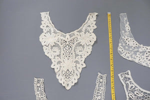 bundle x 4 job lot- Cream / natural lace neckline collar back trim insert - craft sewing clearout,