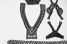 LOT #81 bundle job lot of black satin ribbon neckline trims cornelli pattern