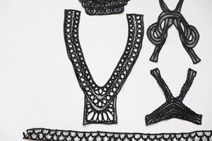 LOT #81 bundle job lot of black satin ribbon neckline trims cornelli pattern