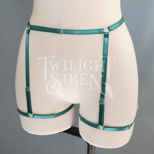 ASTA LEG BODY HARNESS SUSPENDER EMERALD GREEN DEVELOPMENT SAMPLE - SIZE SMALL // UK 4-10 // US 0-6  FITS
