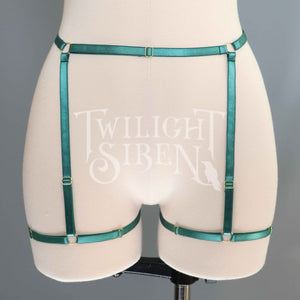 ASTA LEG BODY HARNESS SUSPENDER EMERALD GREEN DEVELOPMENT SAMPLE - SIZE SMALL // UK 4-10 // US 0-6  FITS