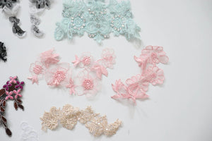 LOT #83 bundle job lot of embellished trims and beaded applique