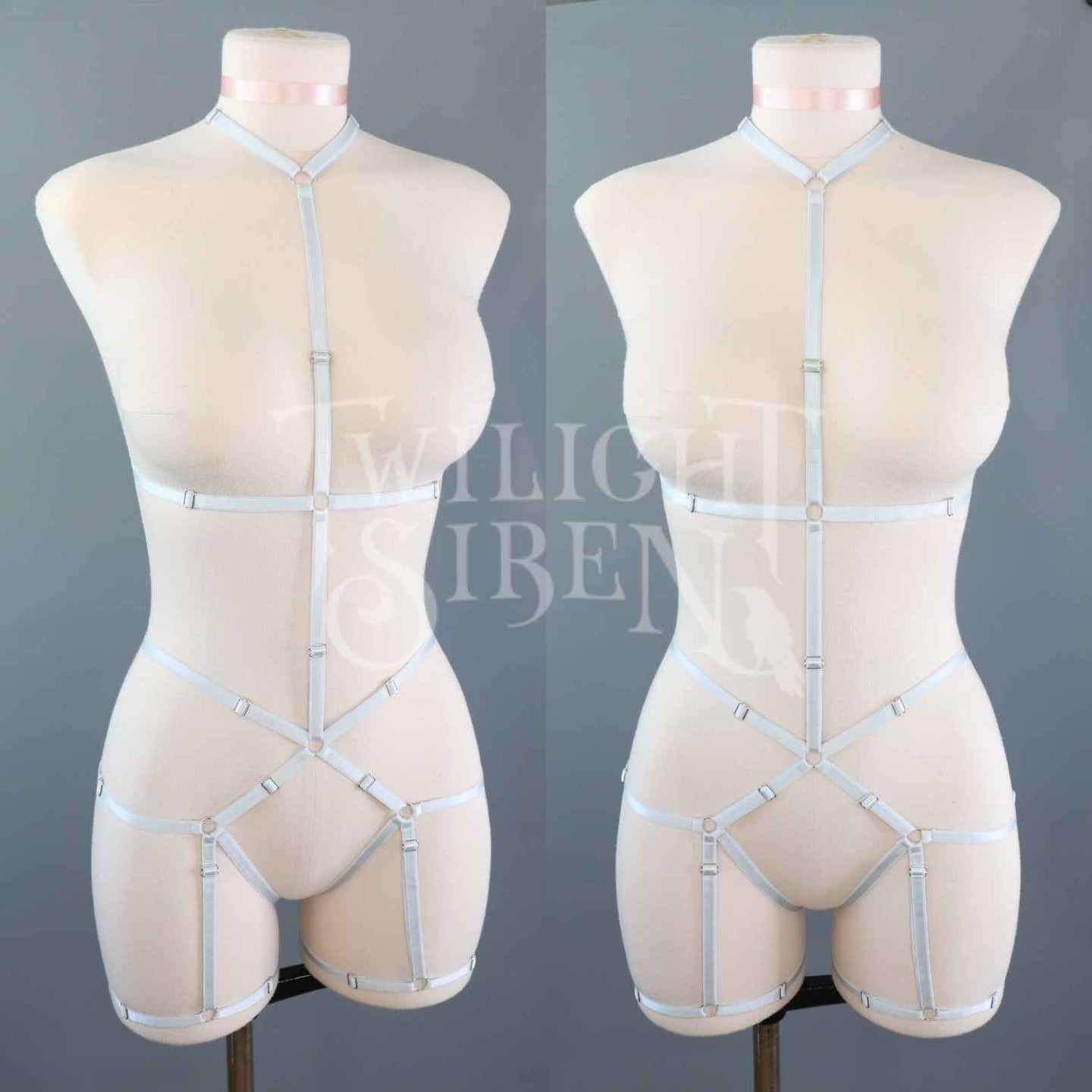 JADE BODY HARNESS OUVERT PLAYSUIT ICE BLUE -DISCONTINUED - SIZE SMALL // UK 4-10 // US 0-6 (FITS :  RIBCAGE UP TO 34