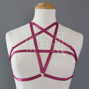 PENTAGRAM BODY HARNESS BRALET MAGENTA PURPLE UK 8-10 (FITS 30-37" UNDERBUST)