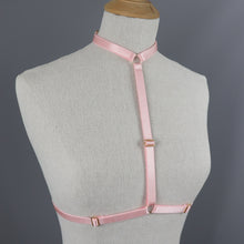 WIDE PEACH PINK SARAH CHOKER BODY HARNESS