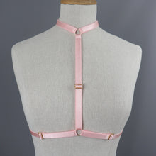 WIDE PEACH PINK SARAH CHOKER BODY HARNESS
