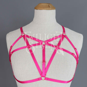 TALIA BODY HARNESS BRALET BRIGHT PINK - SIZE // SMALL UK 8-10 // US 4-6