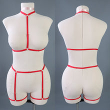 RED BODY HARNESS SET- SIZE SMALL // UK 4-8 // US 0-4 (FITS : RIBCAGE UP TO 34" // WAIST UP TO 36" // LEG CIRCUMFERENCE UP TO 21")