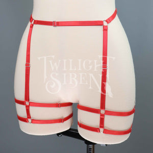 LUELLA LEG BODY HARNESS SUSPENDER RED *OLD VERSION RED ELASTIC* SIZE UK 8-14 // US 4-10
