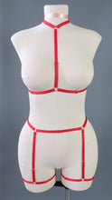 RED BODY HARNESS SET- SIZE SMALL // UK 4-8 // US 0-4 (FITS : RIBCAGE UP TO 34" // WAIST UP TO 36" // LEG CIRCUMFERENCE UP TO 21")