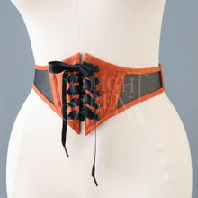 26 INCH WAIST PAPRIKA SILK AND MESH SWISS WAIST CORSET
