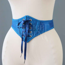 26 INCH WAIST PEACOCK BLUE SILK SWISS WAIST CORSET (SUITABLE FOR NATURAL WAIST 27-28 INCH)