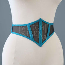 26 INCH WAIST BLACK MESH AND SILK SWISS WAIST CORSET (SUITABLE FOR NATURAL WAIST 27-28 INCH)
