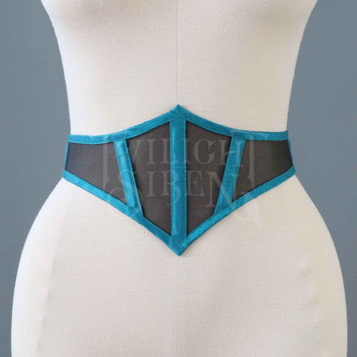 26 INCH WAIST BLACK MESH AND SILK SWISS WAIST CORSET (SUITABLE FOR NATURAL WAIST 27-28 INCH)