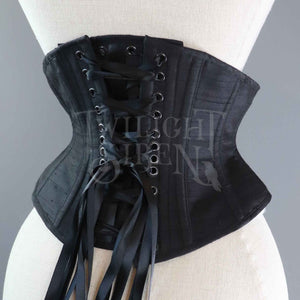 23.5 INCH WAIST VOLUSPA BLACK SILK RIDING CORSET - PHOTOSHOOT SAMPLE