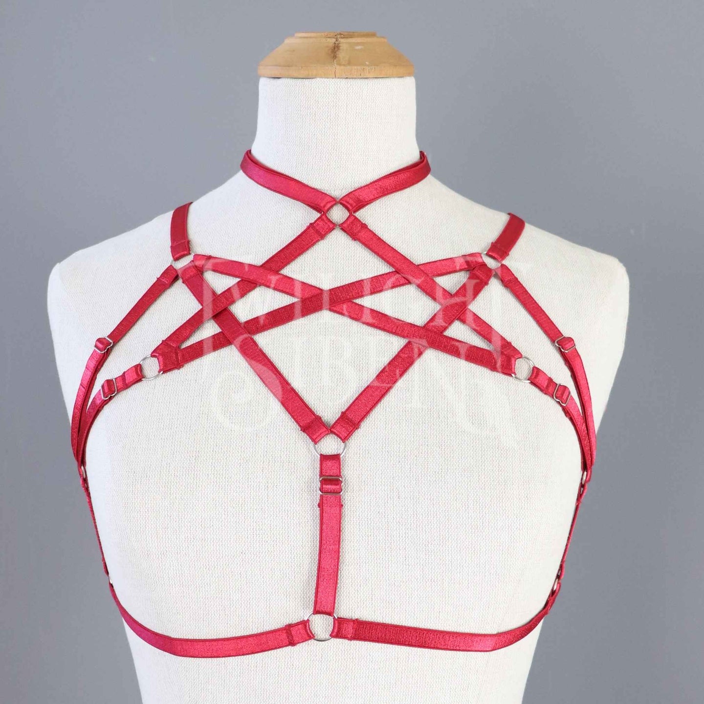 HEXAGRAM BODY HARNESS BRALET SCARLET RED