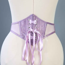 26 INCH WAIST LILAC SILK AND MESH SWISS WAIST CORSET (SUITABLE FOR NATURAL WAIST 27-29 INCH)