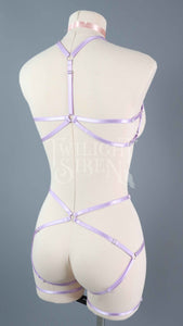 LILAC PURPLE PENTAGRAM SET: BRALET AND THIGH HARNESS