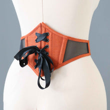 26 INCH WAIST PAPRIKA SILK AND MESH SWISS WAIST CORSET